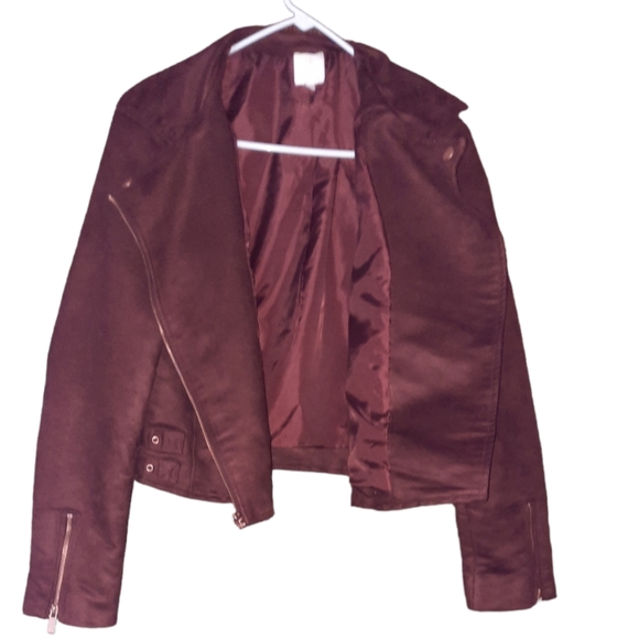 LC Lauren Conrad Lined Cropped Blazer Moto Jacket Pockets Buckled Waist Size 10 - Picture 4 of 8